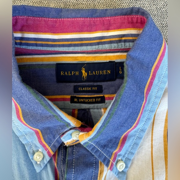 RALPH LAUREN | Classic Fit Striped Poplin Shirt - Picture 3 of 7